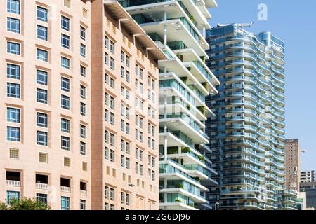 Fassade moderner Hochhäuser in Beirut, Libanon Stockfoto