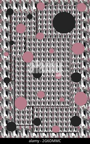 Hintergrund in Retro-Farben von mauve, schwarz und weiß sind grunge, mit geometrischen Stil Muster. Hintergrund ist eines von drei Koordinationsmustern. Stockfoto