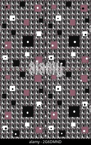 Hintergrund in Retro-Farben von mauve, schwarz und weiß sind grunge, mit geometrischen Stil Muster. Hintergrund ist eines von drei Koordinationsmustern. Stockfoto