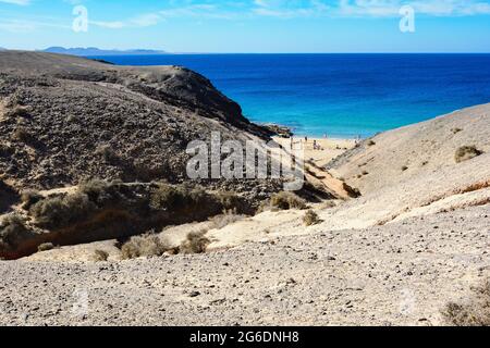 Playa de la Cera, berühmte Papagayo-Strände auf Lanzarote Stockfoto