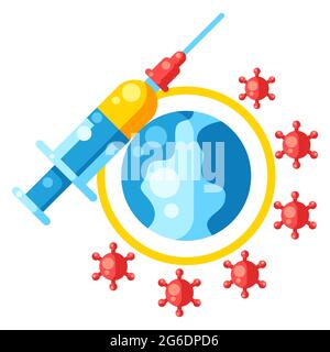 Abbildung des Impfkonzepts. Impfungen. Gesundheitsfürsorge und Schutz vor Viren. Medizinische Industrie. Stock Vektor
