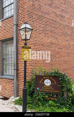 St Charles, Missouri - 8. Juni 2021:Erstes Besucherzentrum für das Missouri State Capitol State Historic Site. Stockfoto