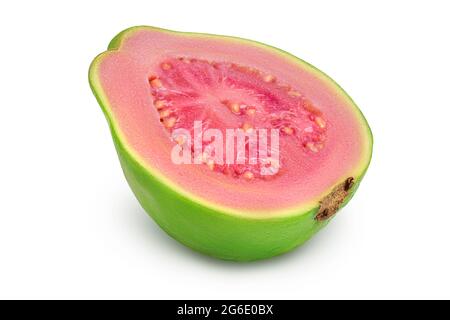 Guava Frucht isoliert auf weißem Hintergrund mit Clipping-Pfad und Volle Schärfentiefe Stockfoto