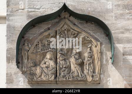 Relief Jesus auf dem Ölberg 15. Jahrhundert, St. Marienkirche, Sulzbach-Rosenberg, Oberpfalz Bayern, Deutschland Stockfoto