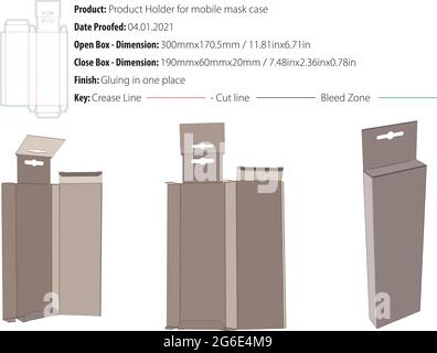Produkthalter für Smartphone Case Verpackung Design-Vorlage kleben an einem Ort Stanzschnitt - Vektor Stock Vektor