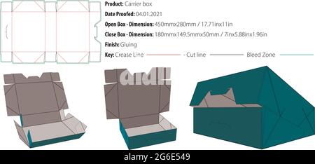 Tragebox Verpackung Design-Vorlage für jede Art von Produkt kleben Stanzform geschnitten - Vektor Stock Vektor