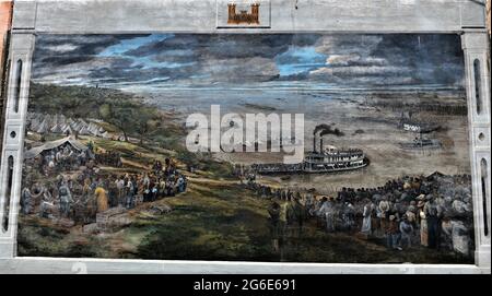 Die zerstörerischste Sintflut der Nationen, Teil der Flussfronttapeten, Vicksburg, Mississippi. Stockfoto