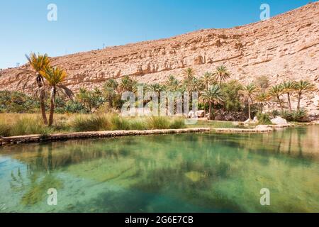 Landschaft von Wadi Bani Khalid, Sultanat von Oman Stockfoto