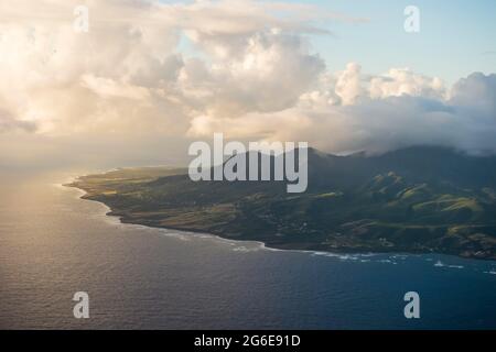 Luftaufnahme von Nevis, St. Kitts und Nevis Stockfoto