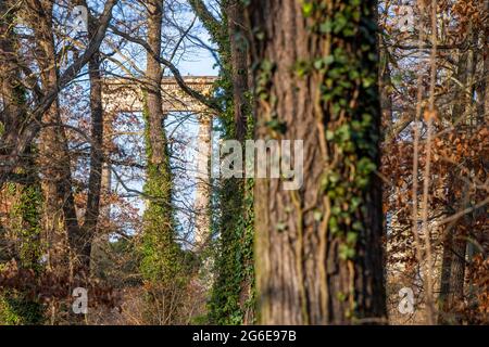 Künstliche Ruinen auf dem Ruinenberg im Winter, Potsdam, Brandenburg, Deutschland Stockfoto