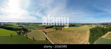 Drohnenbild, Agrarlandschaft bei Bad Hall, Traunviertel, Oberösterreich, Österreich Stockfoto