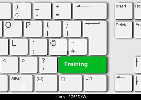 Trainingskonzept PC Computer Tastatur 3d Illustration Stockfoto