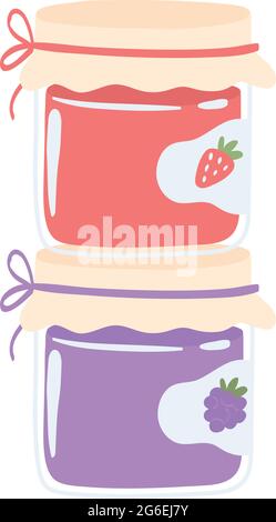 Flaschen mit Marmeladenfrüchten Stock Vektor