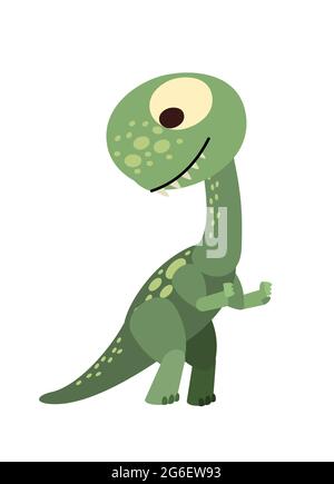 Baby Dinosaurier. Das isolierte Objekt auf weißem Hintergrund. Fröhlich freundlich Tier Baby Dino. Cartoons im flachen Stil. Prähistorisches Reptil. Lustig Stock Vektor