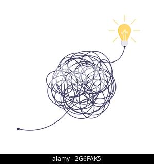 Komplexe einfache Weg von Anfang bis Idee. Chaos Vereinfachung, Problemlösung und Business-Lösungen Ideensuche Konzept Vektor Illustration. Stock Vektor