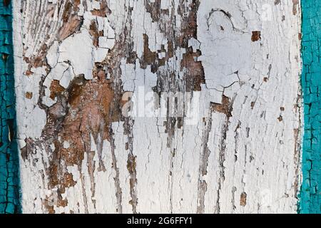 Blau, weiß und grau Holzstruktur Muster mit schäbigen abblätternden alten Farbe Farbe, vintage Hintergrund Stockfoto