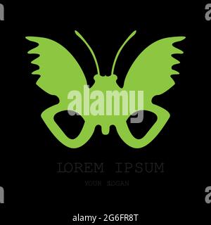 Entzückender Schmetterling Aufkleber mit GO Green Konzept Stock Vektor