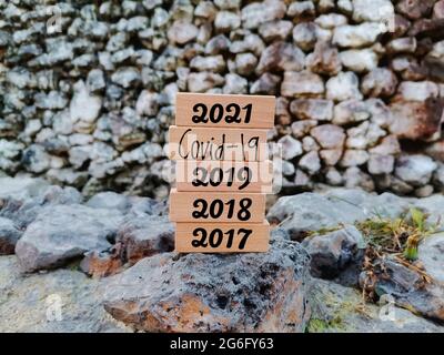 Jahre. Jahre von 2018 bis 2021. Stockfoto