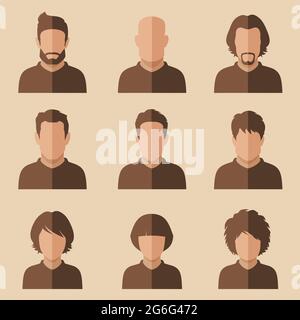 Satz flacher Avatare, Vektor-Personen-Symbol, Benutzergesichter-Design-Illustration Stock Vektor