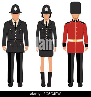 britische Polizist und Sheriff Uniform, Vektor Polizisten Menschen, Beruf Vektor Illustration Stock Vektor