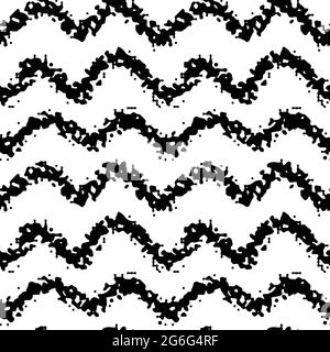chevron Zickzack monochrom schwarz und weiß von Hand gezeichnet einfache Tinte Pinsel Schlaganfall Shibori Stil nahtlose Muster. vektor-Illustration für Hintergrund, Bett l Stock Vektor