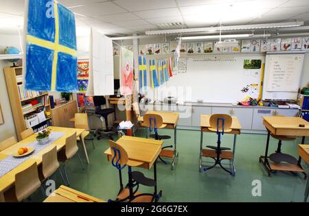 Ein Klassenzimmer in einer Schule. Stockfoto