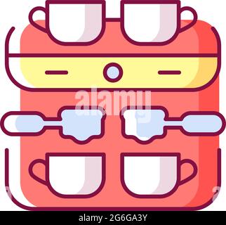 Professionelles RGB-Farbsymbol für Kaffeemaschinen Stock Vektor