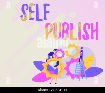 Konzeptionelle Anzeige Selbstveröffentlichung. Konzeptionelles Foto veröffentlichte Arbeit unabhängig und auf eigene Kosten Indie Autor Abstract Helping Build Community Stockfoto