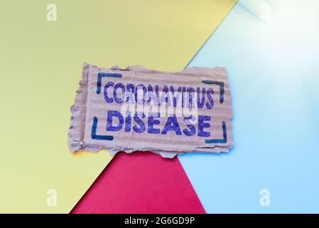 Handschrift Text Coronavirus Krankheit. Konzeptuelles Foto definiert als Krankheit, die durch ein neues Virus SARSCoV2 Bunte perpektive positive Denken verursacht wird Stockfoto