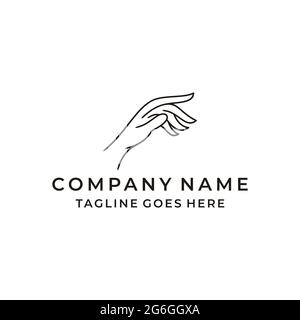 Elegante weibliche Hände in schöner Umgebung, Line Art Hand Logo Design Vektor Illustration Stock Vektor