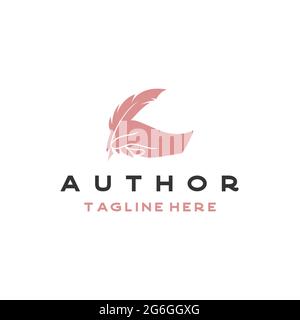 Federstift und Hand minimalistische Handschrift Logo Design Vektor Stock Vektor