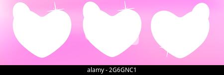 Set von realistischen transparenten rosa, Regenbogen und weißen Vektor Seifenblasen als Herz geformt. Romantisches seifiges Herz in glänzendem Glanz. Valentinstag-Symbol. Rosa Stock Vektor