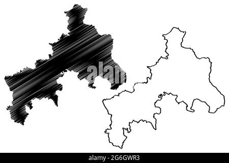 Landkreis Altenkirchen (Bundesrepublik Deutschland, Land Rheinland-Pfalz) Kartenvektordarstellung, Scribble-Skizze Westerwald-Karte Stock Vektor