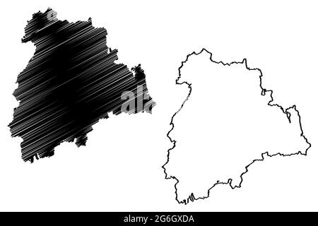 Altenburger Landkreis (Bundesrepublik Deutschland, Landkreis, Freistaat Thüringen) Kartenvektordarstellung, Scribble-Skizze Altenburger Stock Vektor