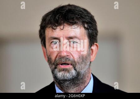 Napoli, Italien. Juli 2021. Dario Franceschini Minister für Kultur, während der Einweihung der Kirche von San Gennaro, im Inneren des Real Bosco di Capodimonte (NA). Neapel, Italien, 06. Juli 2021. (Foto von Vincenzo Izzo/Sipa USA) Quelle: SIPA USA/Alamy Live News Stockfoto