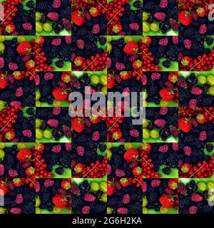 Sommer frisch saftig appetitlich Beeren. Nahtloses Muster. Stockfoto