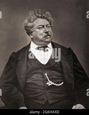 Alexandre Dumas Senior, aka Alexandre Dumas père, 1802 - 1870. Französischer Autor. Zu seinen zahlreichen Werken gehören die noch immer beliebten drei Musketiere und der Graf von Monte Cristo. Nach einem Foto von Etienne Carjat. Stockfoto