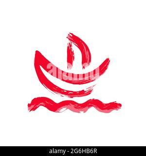 Handzeichnung Farbe, Pinselzeichnung. Isoliert auf weißem Hintergrund. Symbol für den Doodle-Grunge-Stil. Dekoratives Element. Umriss, Liniensymbol, Zeichentrickfilm Stock Vektor