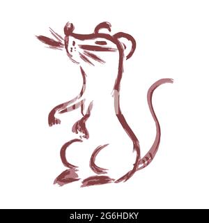 Handzeichnung Farbe, Pinselzeichnung. Isoliert auf weißem Hintergrund. Symbol für den Doodle-Grunge-Stil. Dekoratives Element. Umriss, Liniensymbol, Zeichentrickfilm Stock Vektor