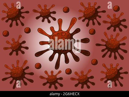 Vektor von Viren auf weißem Hintergrund. Bakterien, Mikroorganis-Keime, Viren. Coronavirus. Symbole eingestellt Stock Vektor