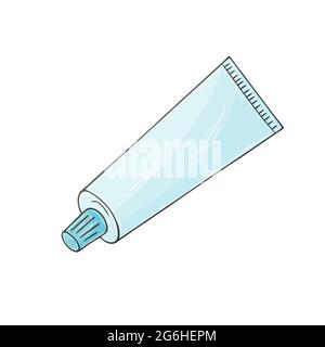 Medizinisches Symbol. Vektorgrafik im Handzeichnen-Stil. Isoliert auf weißem Hintergrund. Medizinisches Gerät. Zahnpasta Stock Vektor