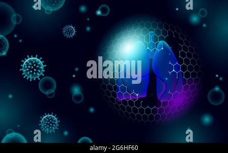 3D-Forschungskonzept für die Humanlungenmedizin. Atemvirus-Infektion Krebsgefährdungsanalyse. Therapie der TEMP des Krankenhauses der Tuberkulose Stock Vektor