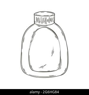 Symbol für medizinische Kontur. Vektorgrafik im handgezeichneten Stil. Bild auf weißem Hintergrund isoliert. Medizinisches Gerät. Medizin, Mundwasser Stock Vektor