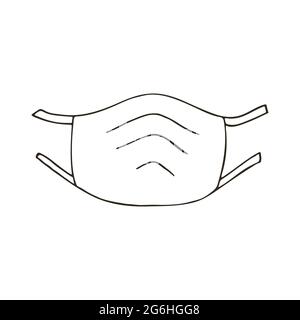 Symbol für medizinische Kontur. Vektorgrafik im Handzeichnen-Stil. Isoliert auf weißem Hintergrund. Medizinische Werkzeuge. Medizinische Maske Stock Vektor