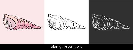 Symbolsatz. Schöne Schale. Marine Thema Symbol in Hand zeichnen Stil. Niedliche kindliche Illustration des Meeres Leben. Symbol, Abzeichen, Aufkleber, Aufdruck für Kleidung Stock Vektor