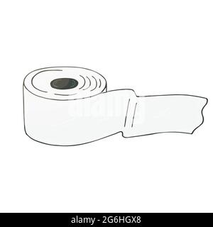 Vektorsymbol im Handzeichnen-Stil. Isoliert auf weißem Hintergrund. Bad und seine Komponenten. Hygieneprodukte. Toilettenpapier Stock Vektor