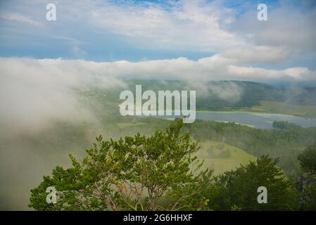 Belvedere des quatres lacs mit Blick auf die Seen von Illay, Maclu in der französischen jura-Region Stockfoto