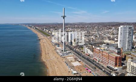 British Airways i360, Attraktion Brighton UK Luftaufnahme Sommer 2021 Stockfoto