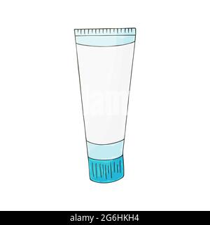 Medizinisches Symbol. Vektorgrafik im Handzeichnen-Stil. Bild auf weißem Hintergrund isoliert. Medizinisches Gerät. Zahnpasta Stock Vektor