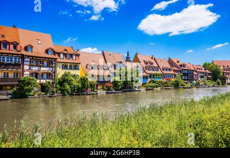 Bamberg, Deutschland. Little Venice (Klein-Venedig) traditionelle Flusshäuser. Stockfoto